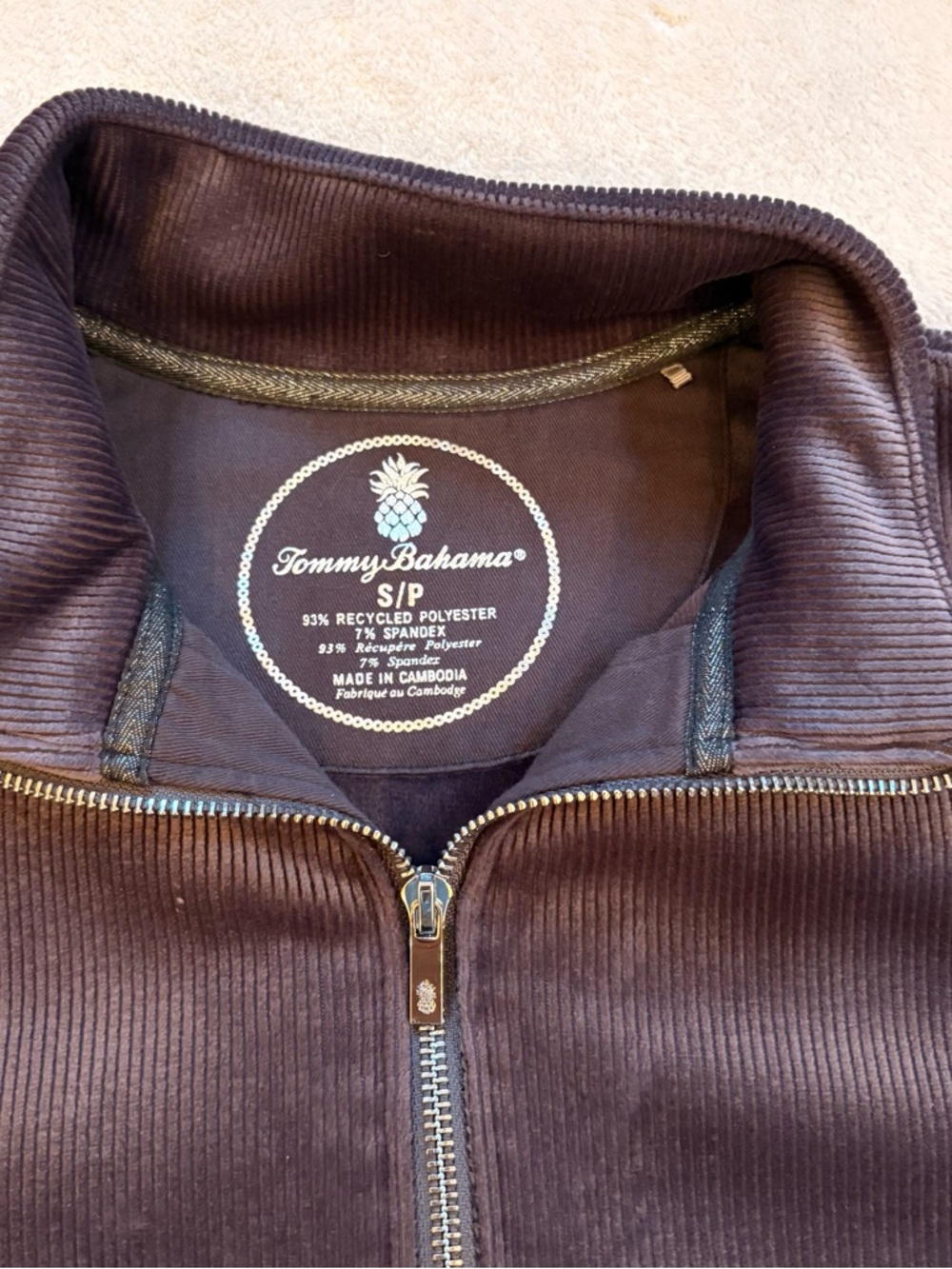 Tommy Bahama Cozy Cove Cord 1/2 Zip Sweatshirt Sz S - Picture 5 of 9